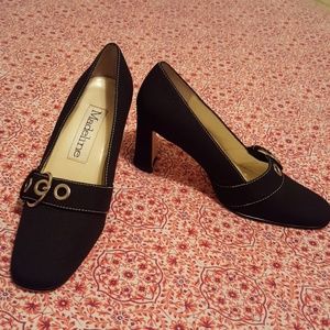 Madeline black fabric shoes, sz 6M